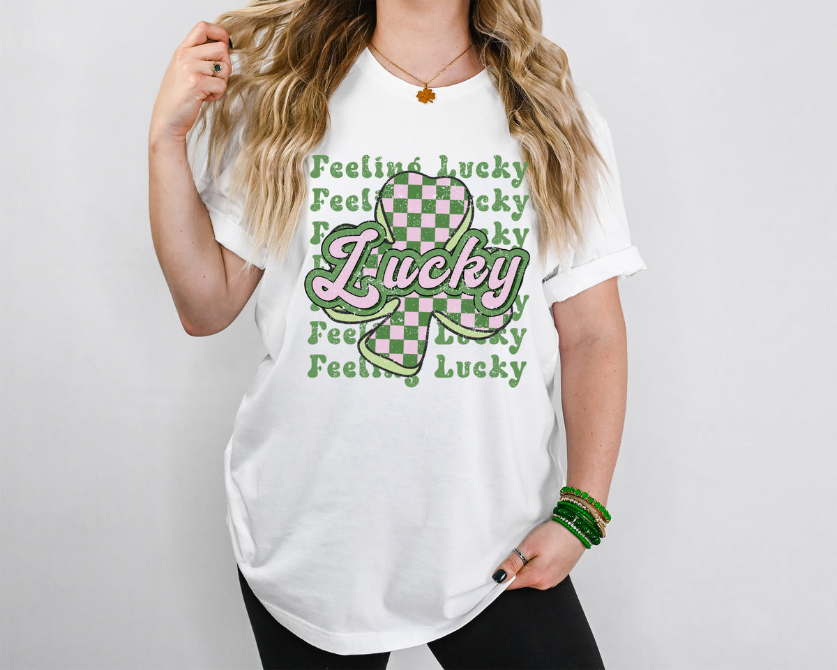 Feeling lucky stacked with large clover 75781 DTF transfer