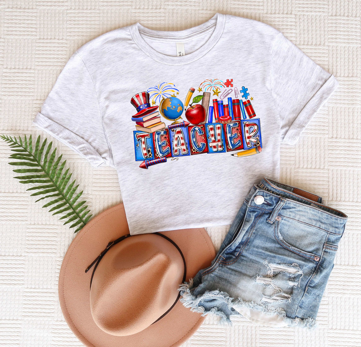 Teacher Fourth of July objects 112201 DTF transfer