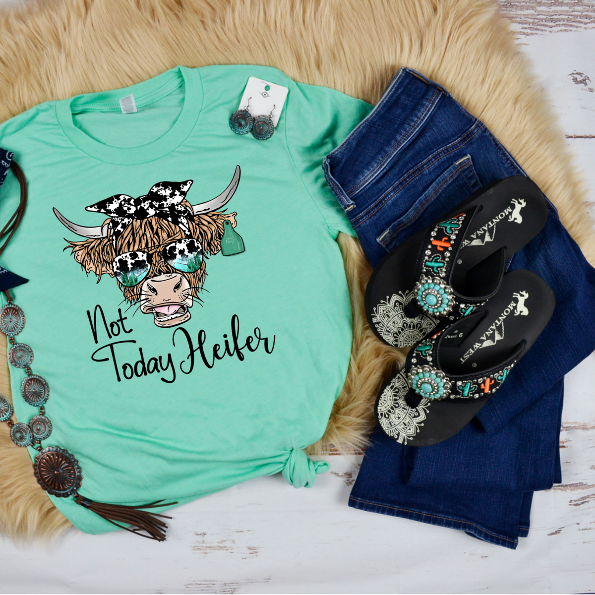 Not today Heifer Shaggy Cow 0007 DTF TRANSFER