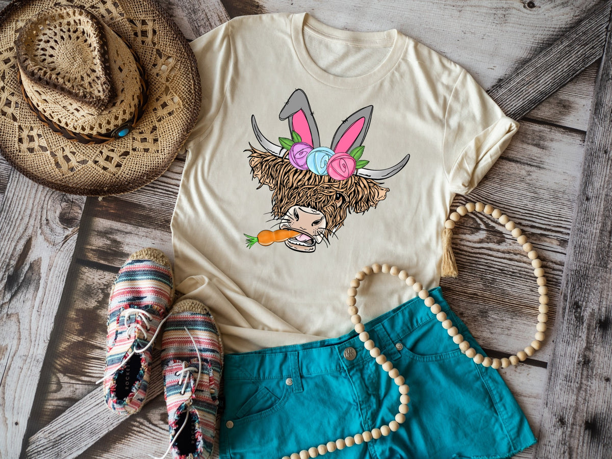 Easter Shaggy Cow DTF TRANSFER