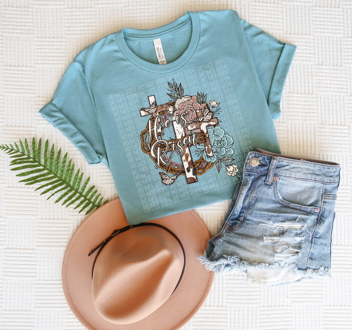 He is risen cowhide cross trio circle and florals DTF Transfer