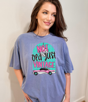 I'm not old just vintage teal background pink car DTF Transfer