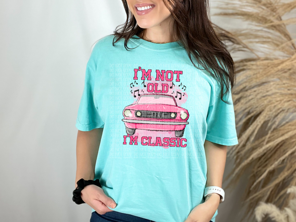 I'm not old I'm classic pink car DTF Transfer