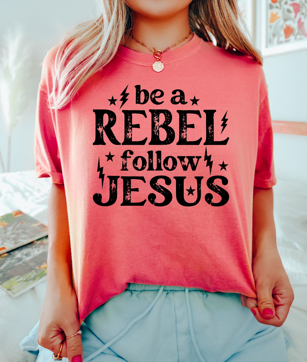 Be a rebel follow Jesus BLACK DTF Transfer