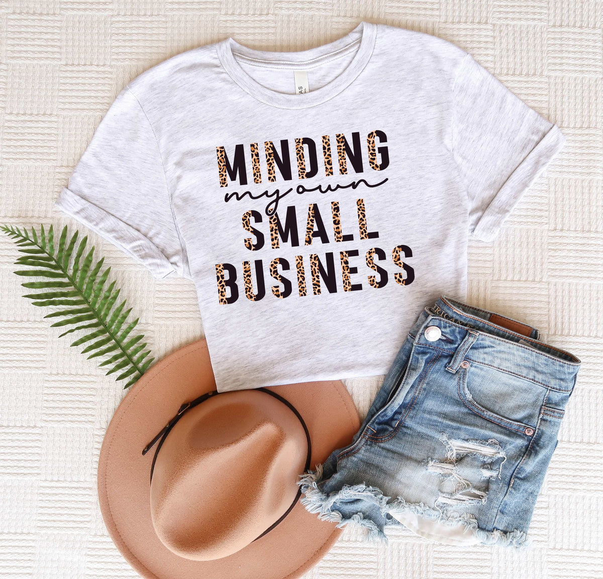 Minding my own small business black and leopard boho DTF TRANSFER