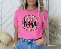 Nana circle floral leopard outline 5095 DTF TRANSFER