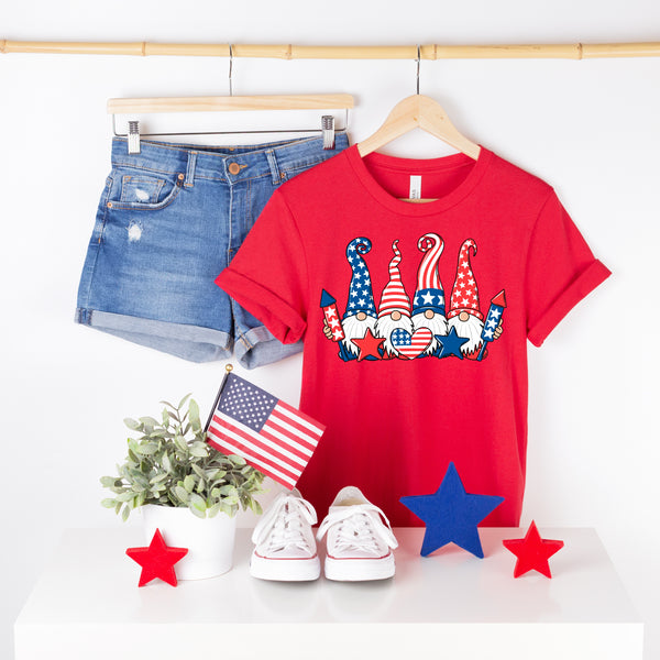 Patriotic Gnomes (4) with heart and star 5099 DTF TRANSFER