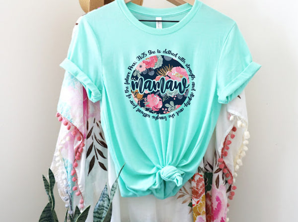 MAMAW floral circle she is clothed with strength 68431 DTF transfer