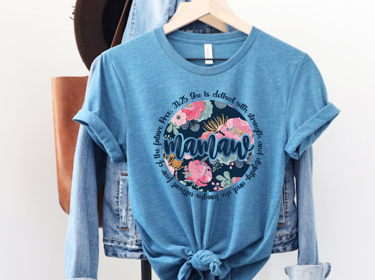 MAMAW floral circle she is clothed with strength 68431 DTF transfer