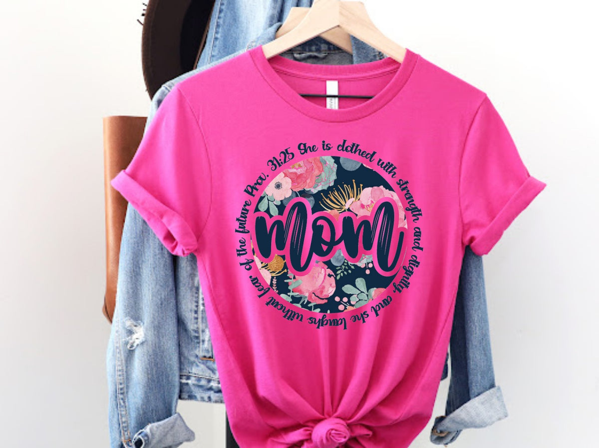 MOM floral circle she is clothed with strength DTF transfer