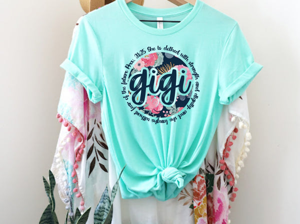 GIGI floral circle she is clothed with strength DTF transfer