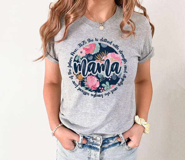 Mama floral circle she is clothed with strength DTF transfer