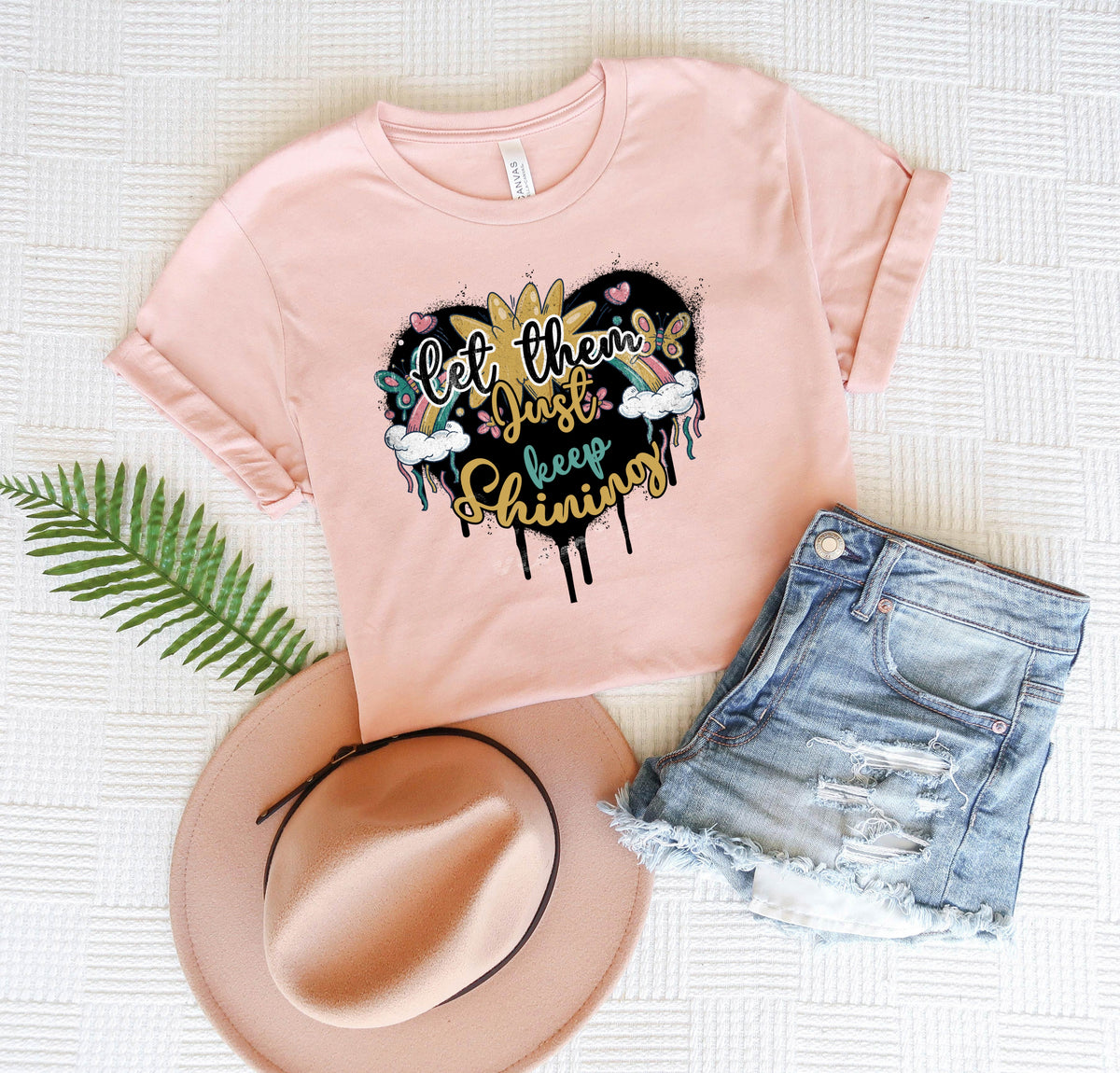 Let them just keep shining black heart matching design available DTF transfer