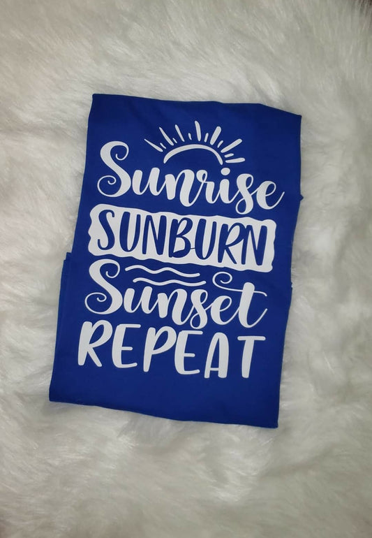 Sunrise sunburn sunset repeat screen print transfer RTS