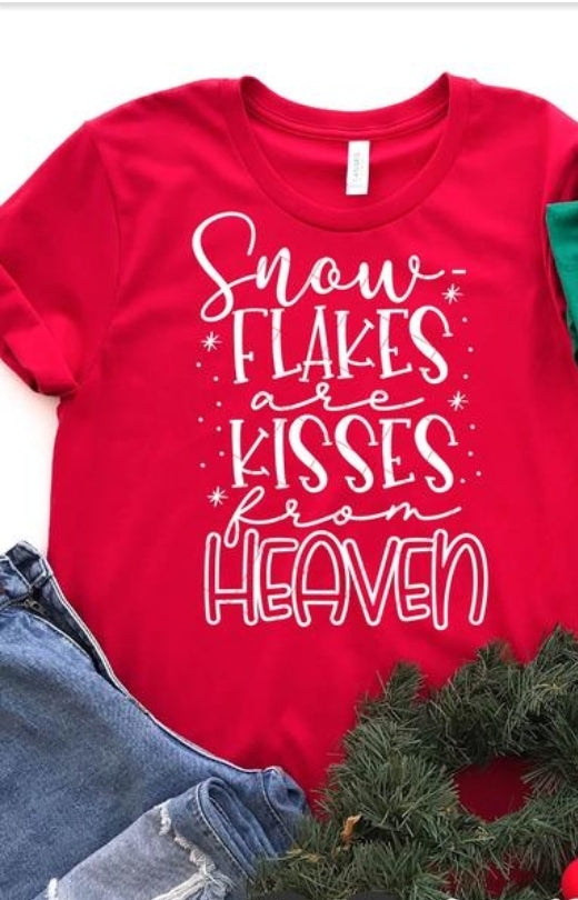 Snow flakes are kisses from heaven WHITE screen print transfer