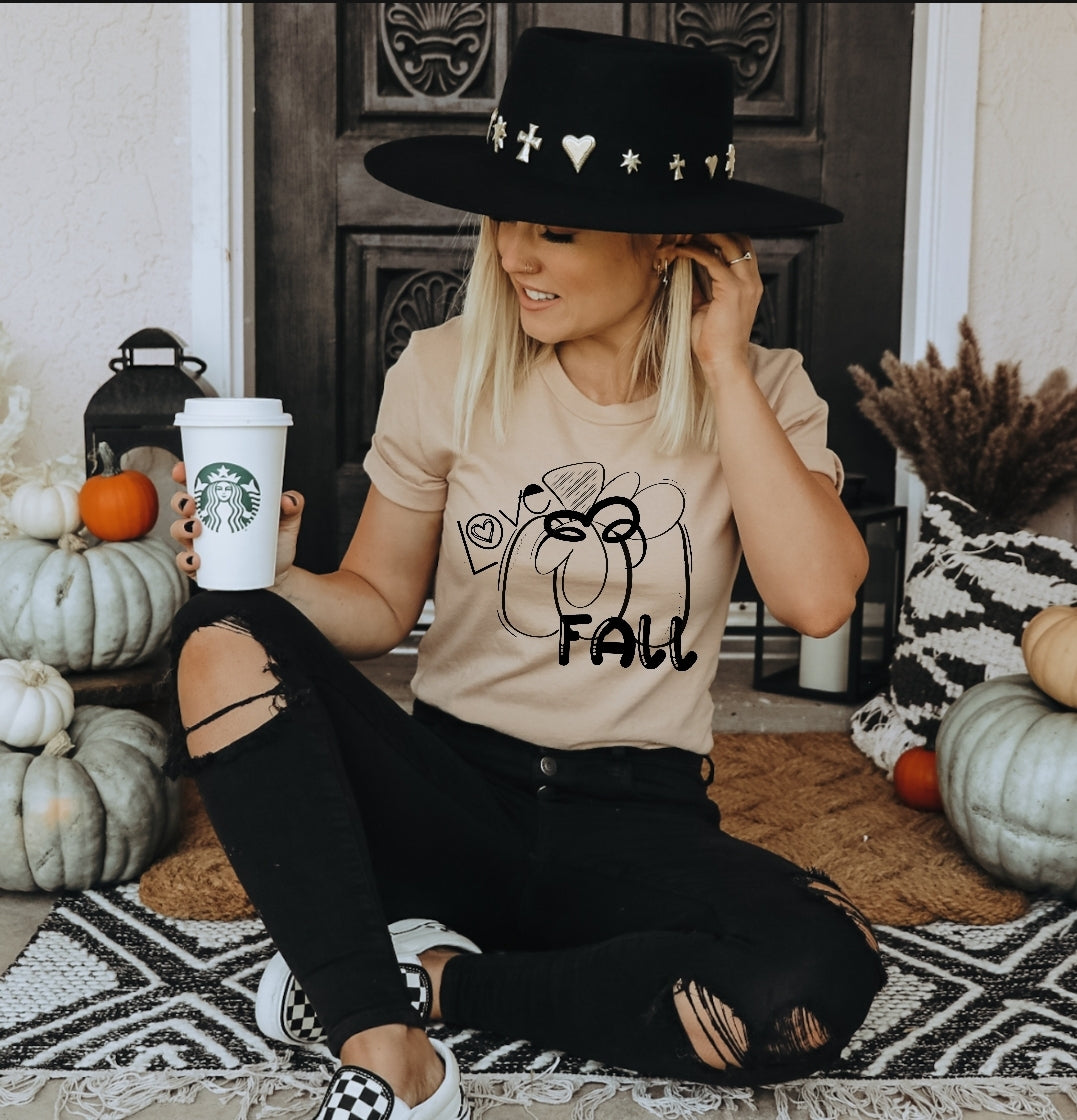 Love fall with pumkin BLACK screen print transfer