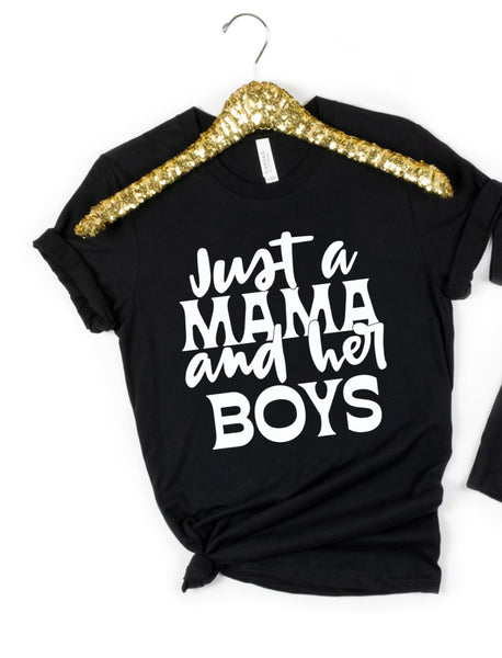 Just a mama and her boys WHITE screen print transfer