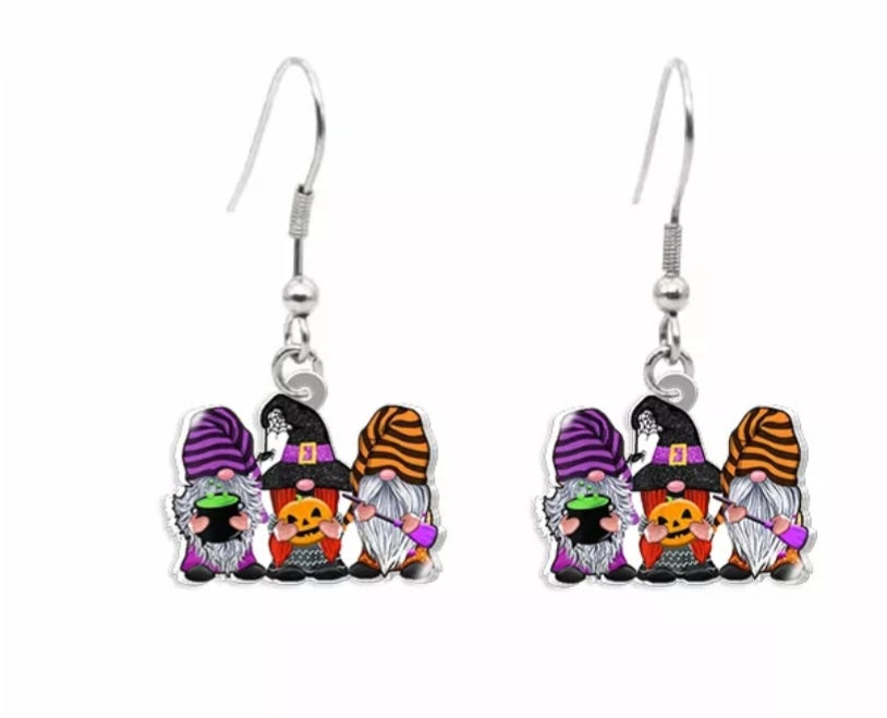 Halloween gnome trio epoxy earringd