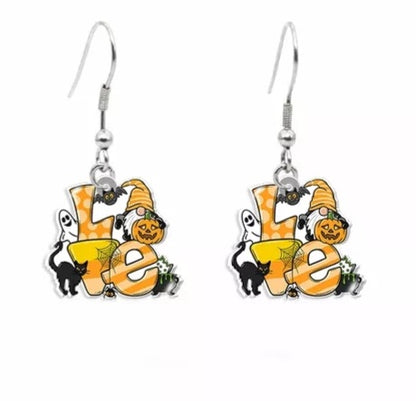 Halloween LOVE gnomes epoxy earrings