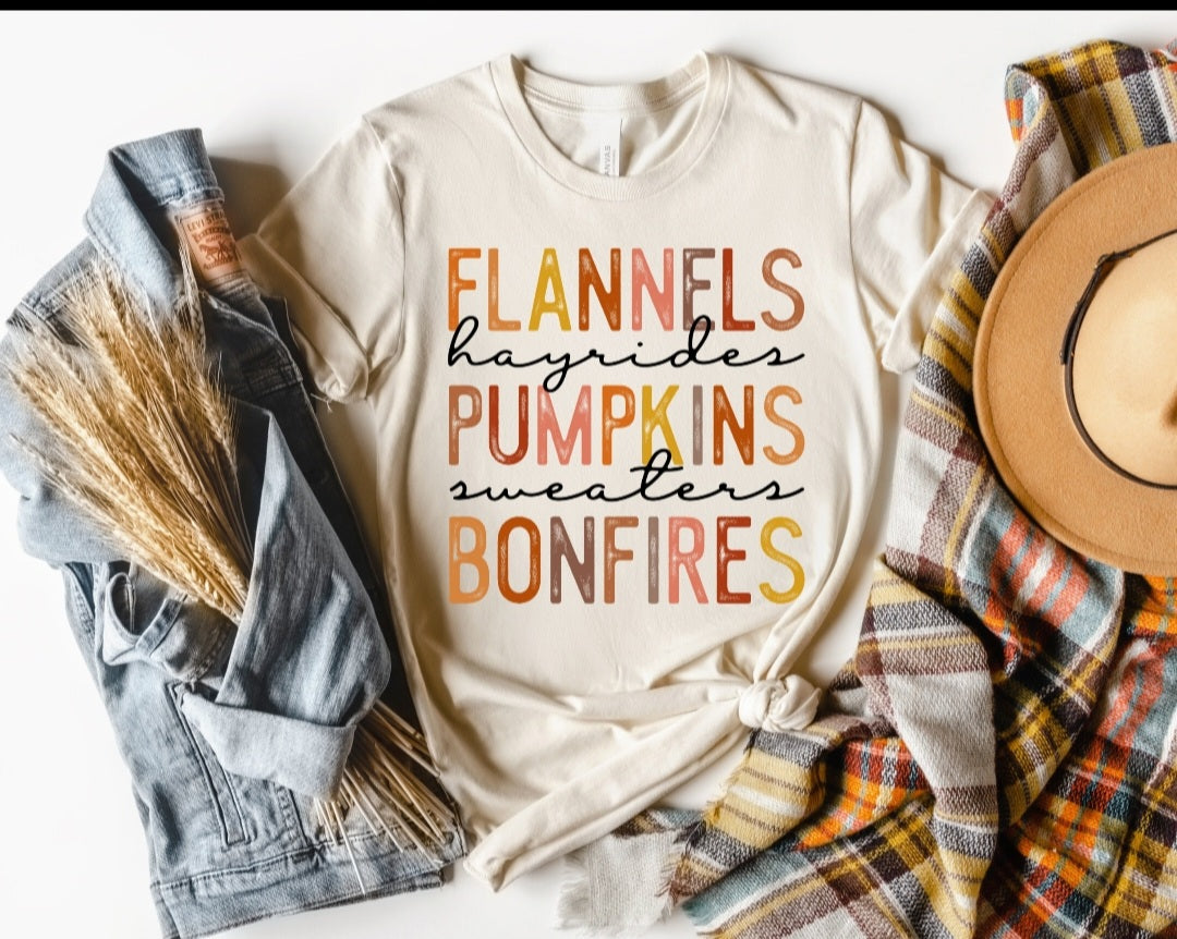 Flannels hayrides pumpkins sweaters bonfires 8238 DTF TRANSFER