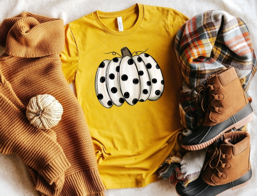 White polka dot pumpkin 8315 DTF TRANSFER