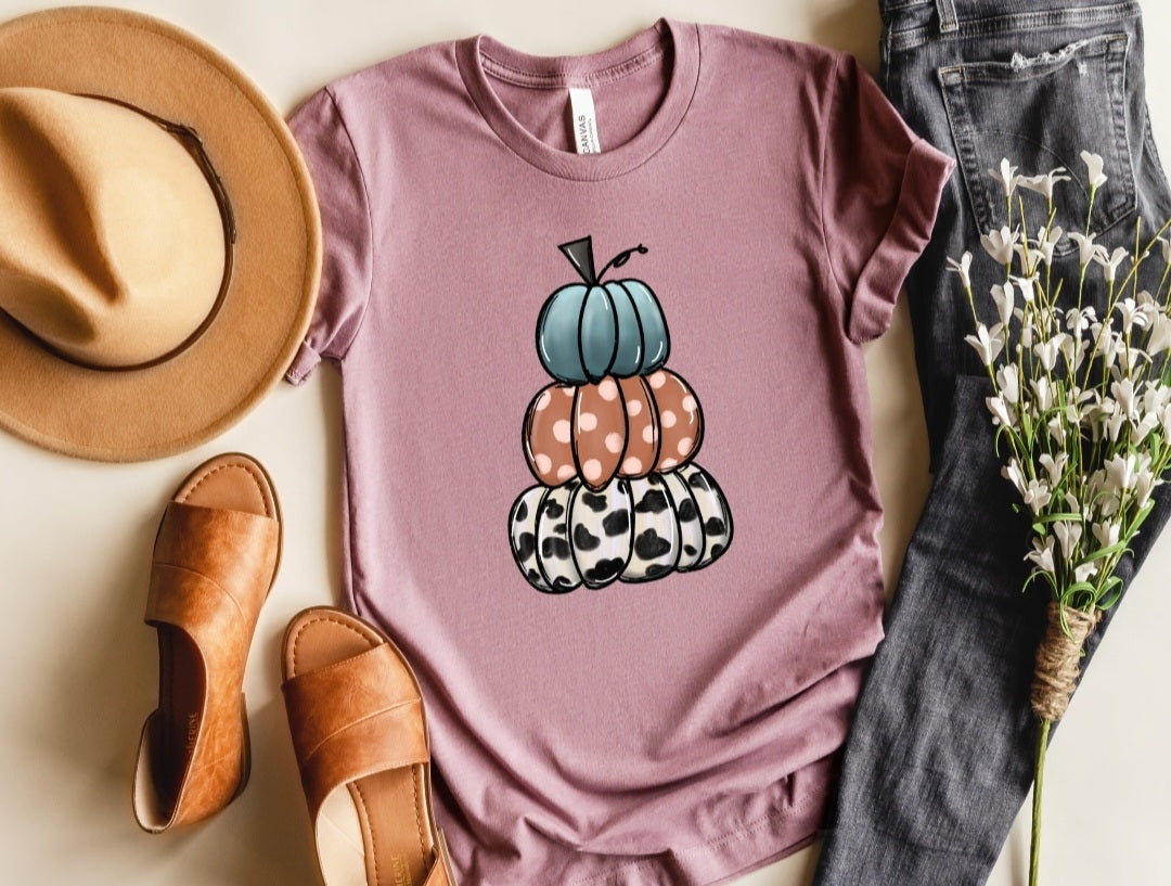 Stacked pumpkins (teal/cowhide) 8382 DTF TRANSFER