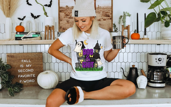 Boo and Shit Ghost Moon Grave Purple Font 238 DTF TRANSFER