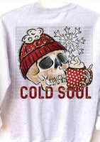 Cold soul skellie with red boggon and coffee cup 8775 DTF TRANSFER