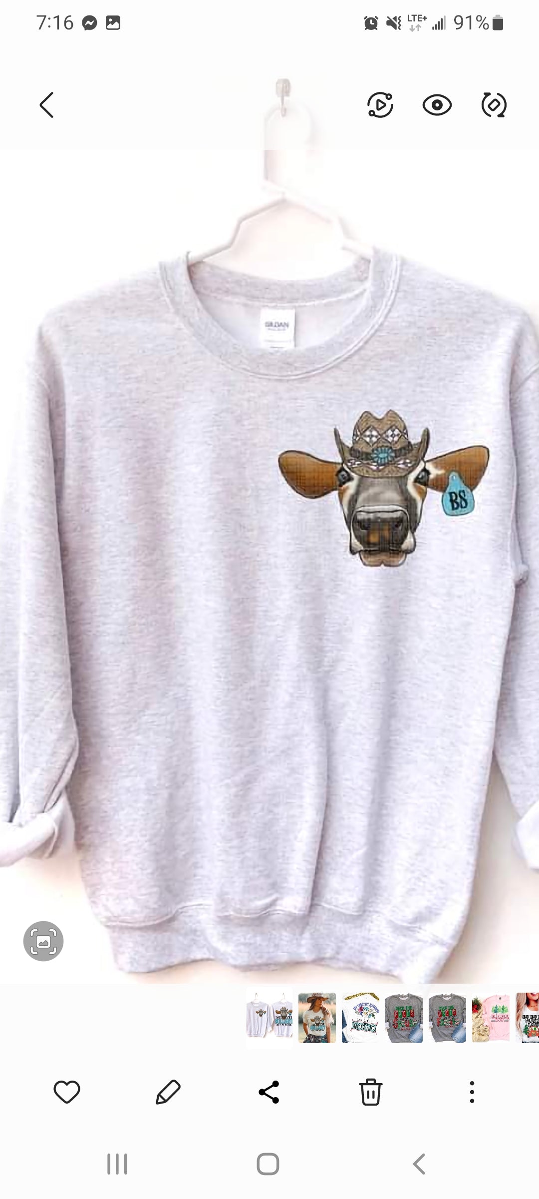 Cow with hat and turquoise BS DTF TRANSFER