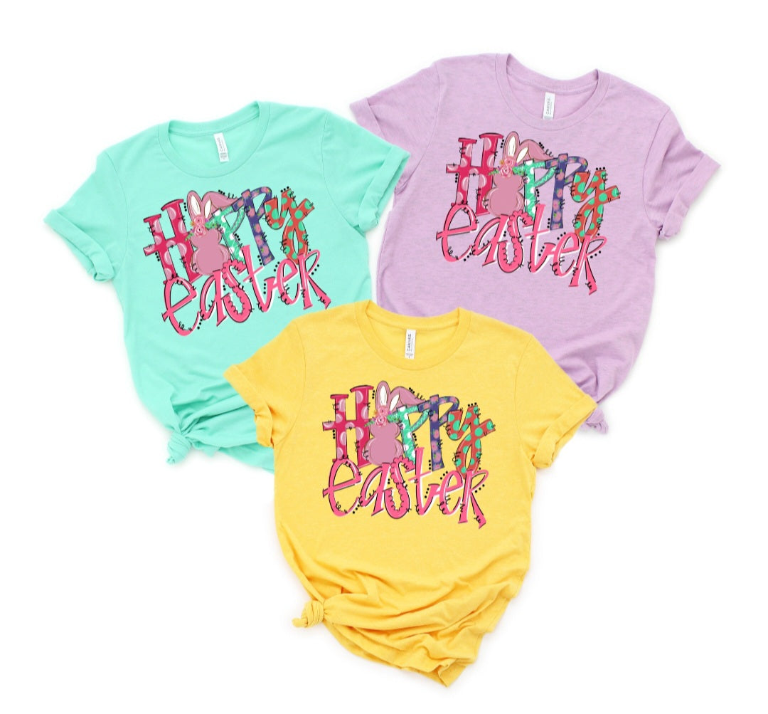 Happy Easter with pink bunny 5102 DTF TRANSFER