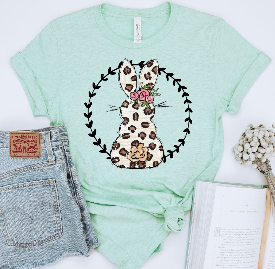 Leopard bunny in circle DTF TRANSFER