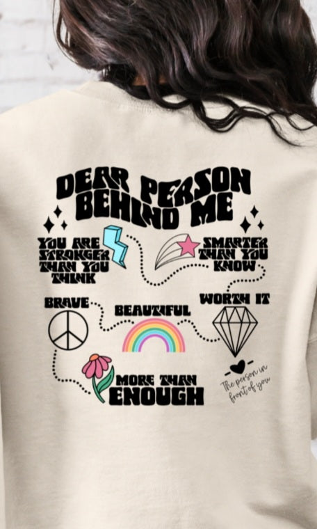 Dear person behind me more than enough rainbow lighting bolt star DTF transfer