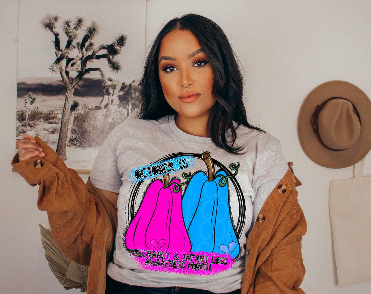 October is pregnancy & infant loss awareness month pink and blue pumpkins 112358 DTF TRANSFER