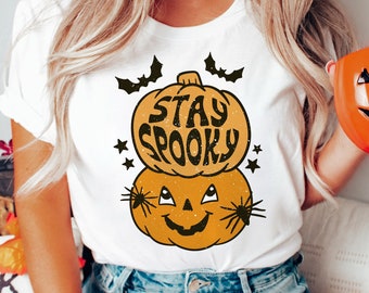 Stay spooky with pumpkins retro distressed DTF transfer