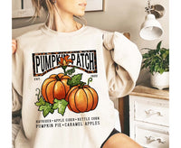 Pumpkin patch with two pumpkins 8307 DTF TRANSFER