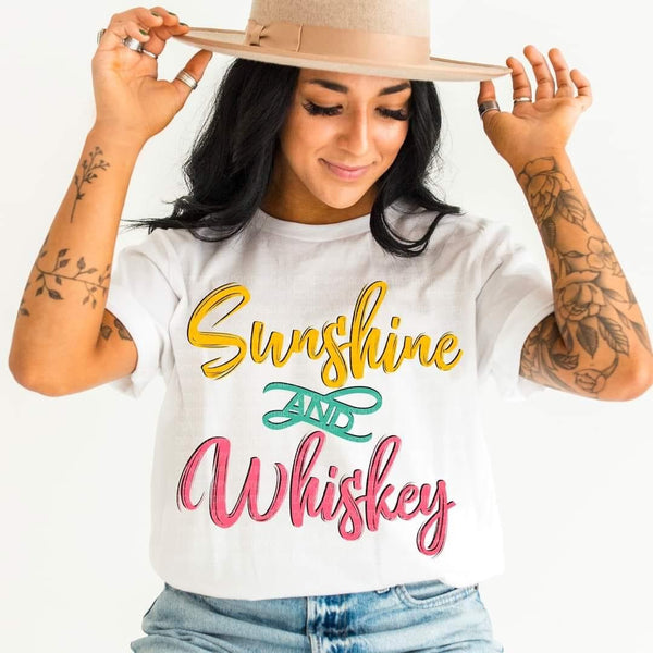 Sunshine and whiskey (yellow, teal and pink) DTF TRANSFER