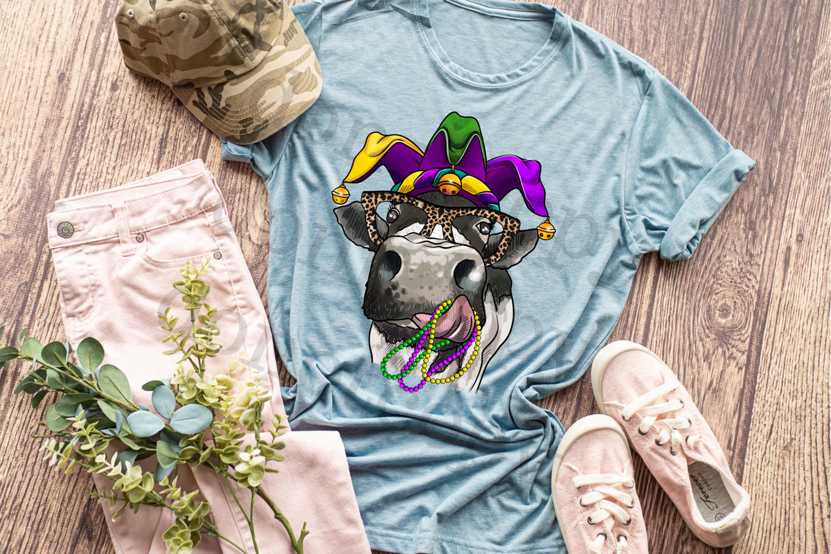 Mardi Gras Cow 112736 DTF TRANSFER