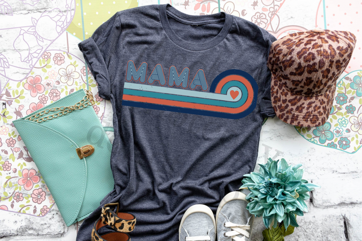 Retro Mama Groovy Lines (has matching mini)DTF TRANSFER