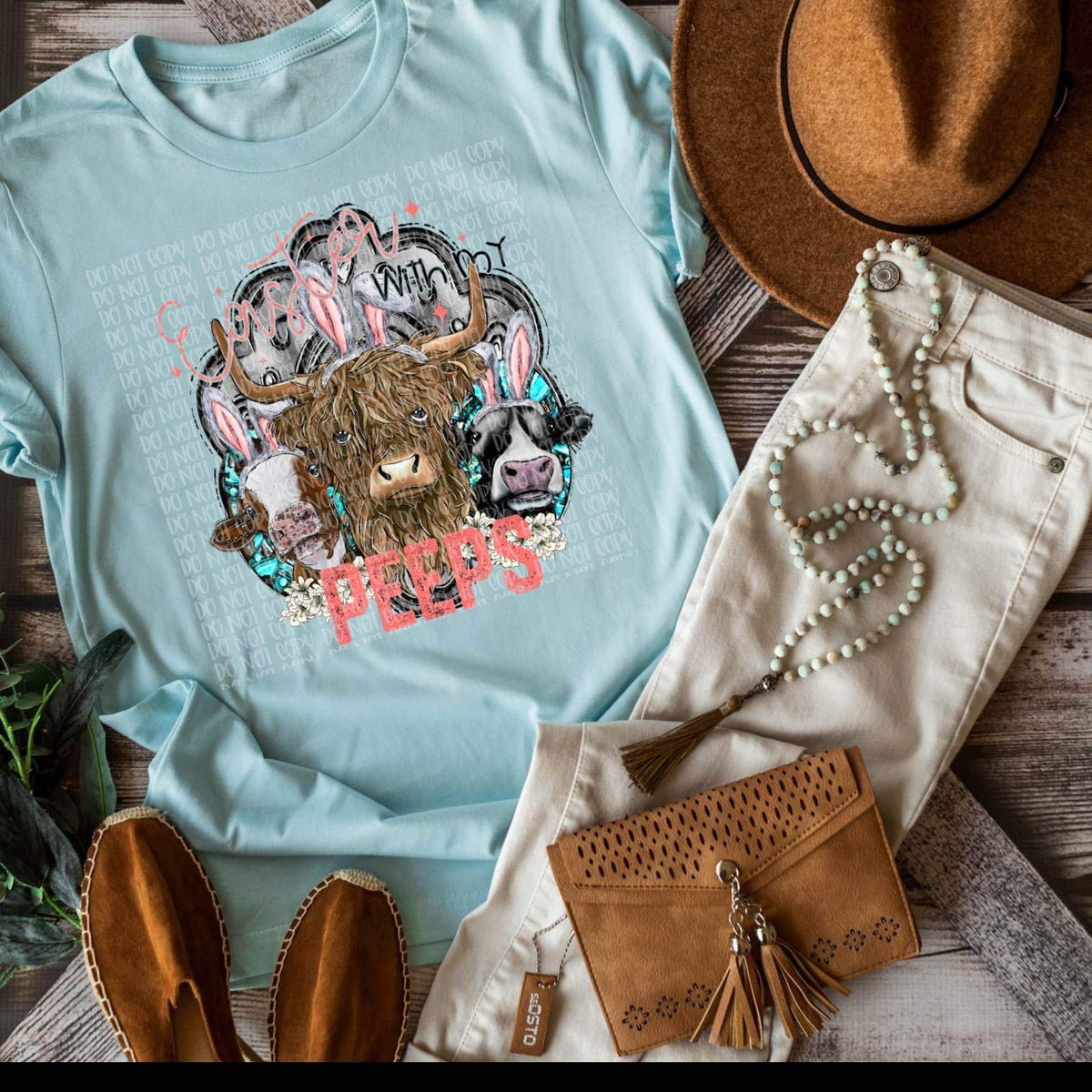 Easter with my Peeps cows with bunny ears DTF TRANSFER