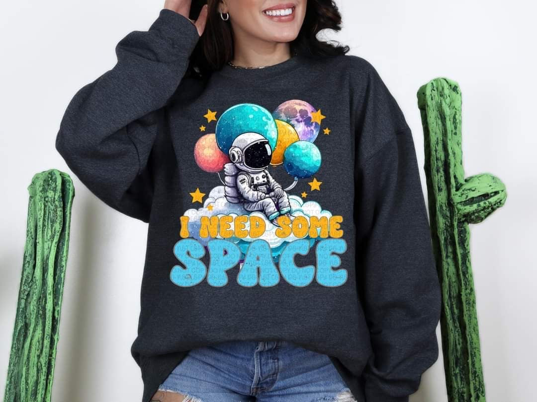 I need some space (astronaut on cloud with planets and stars) DTF TRANSFER