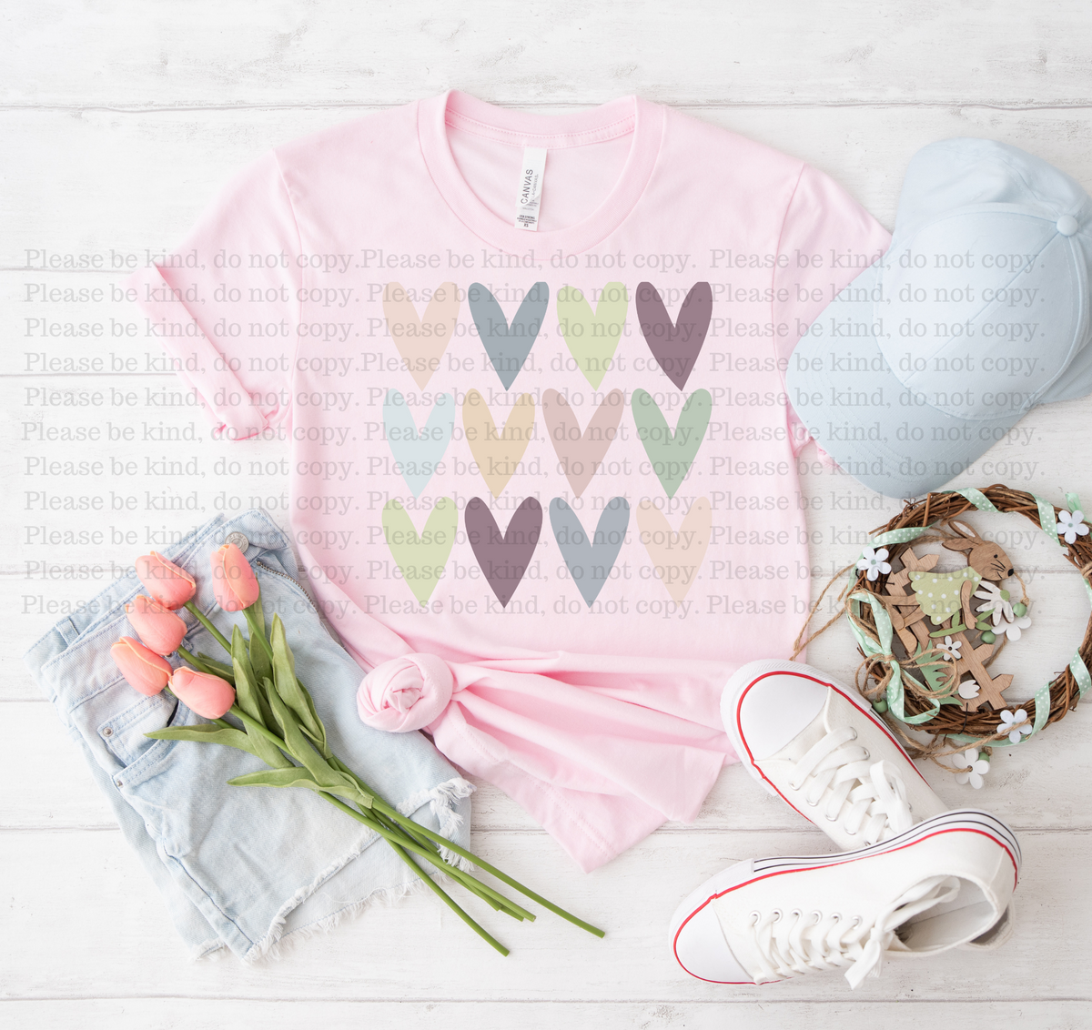 Pastel Hearts 75406 DTF TRANSFER