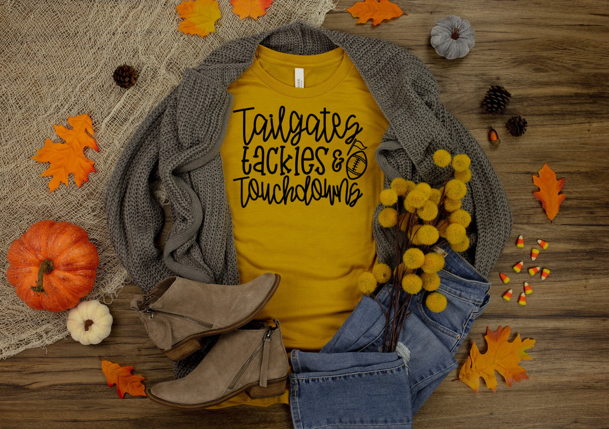 Tailgates tackles and touchdowns screen print transfer