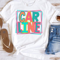 Carline with frame colorful DTF transfer