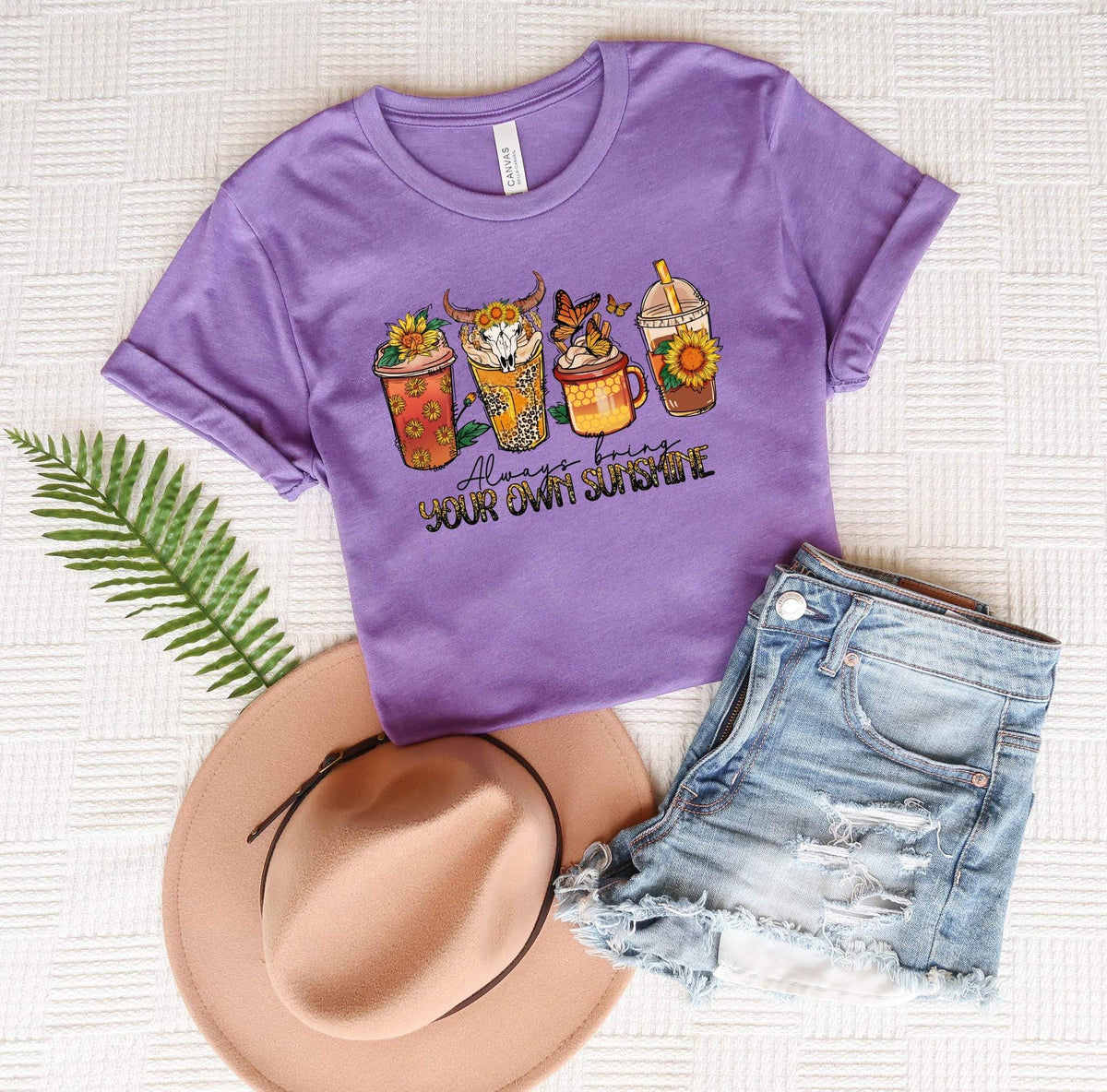 Always Bring Your Own Sunshine (coffee drinks with western theme) 75776 DTF transfer