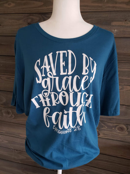 Saved by grace through faith screen print transfer