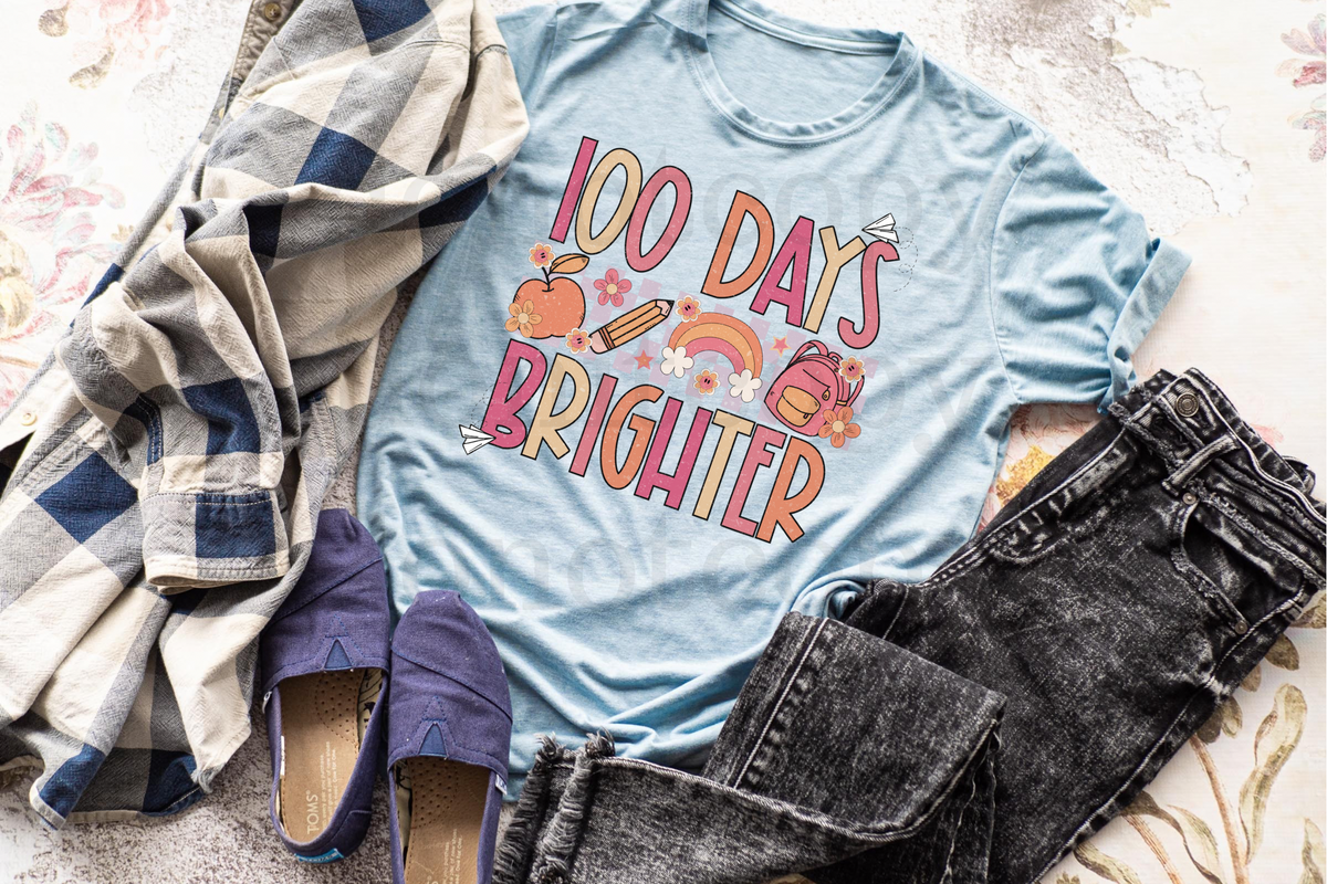 100 Days Brighter apple pencil rainbow backpack 072 DTF