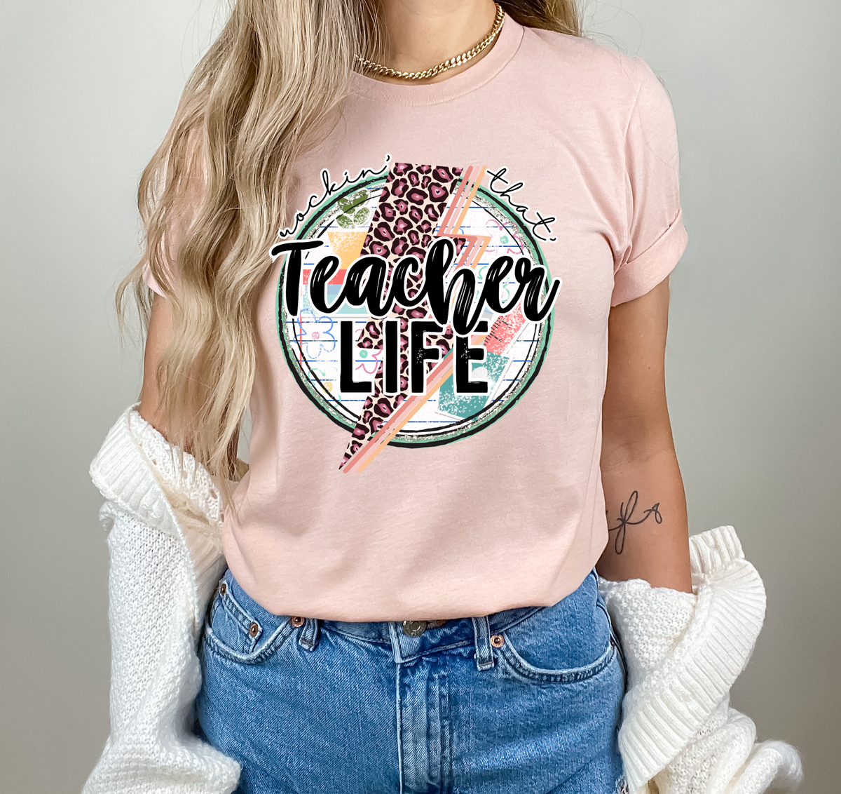 Teacher Life Lightning bolt 2143 DTF transfer