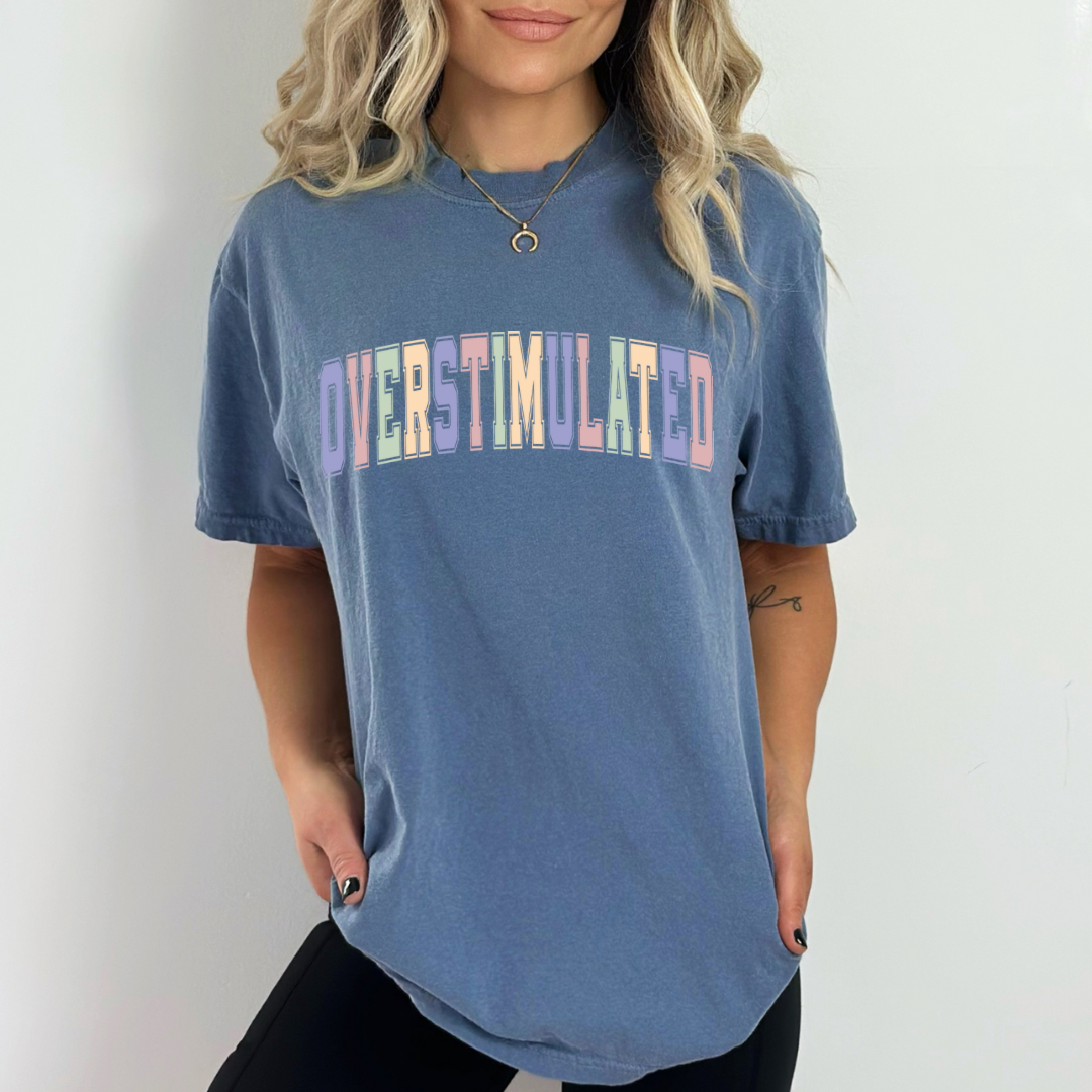 Overstimulated Pastel Letters DTF transfer