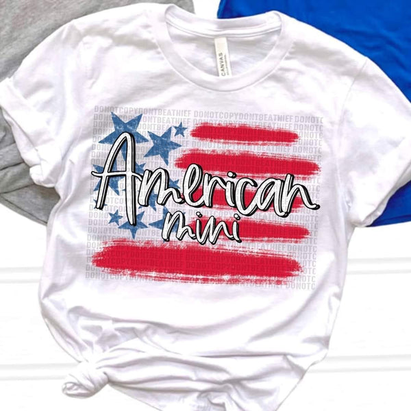American Mini ( CHOOSE SIZE, distressed stripes and stars) DTF TRANSFER