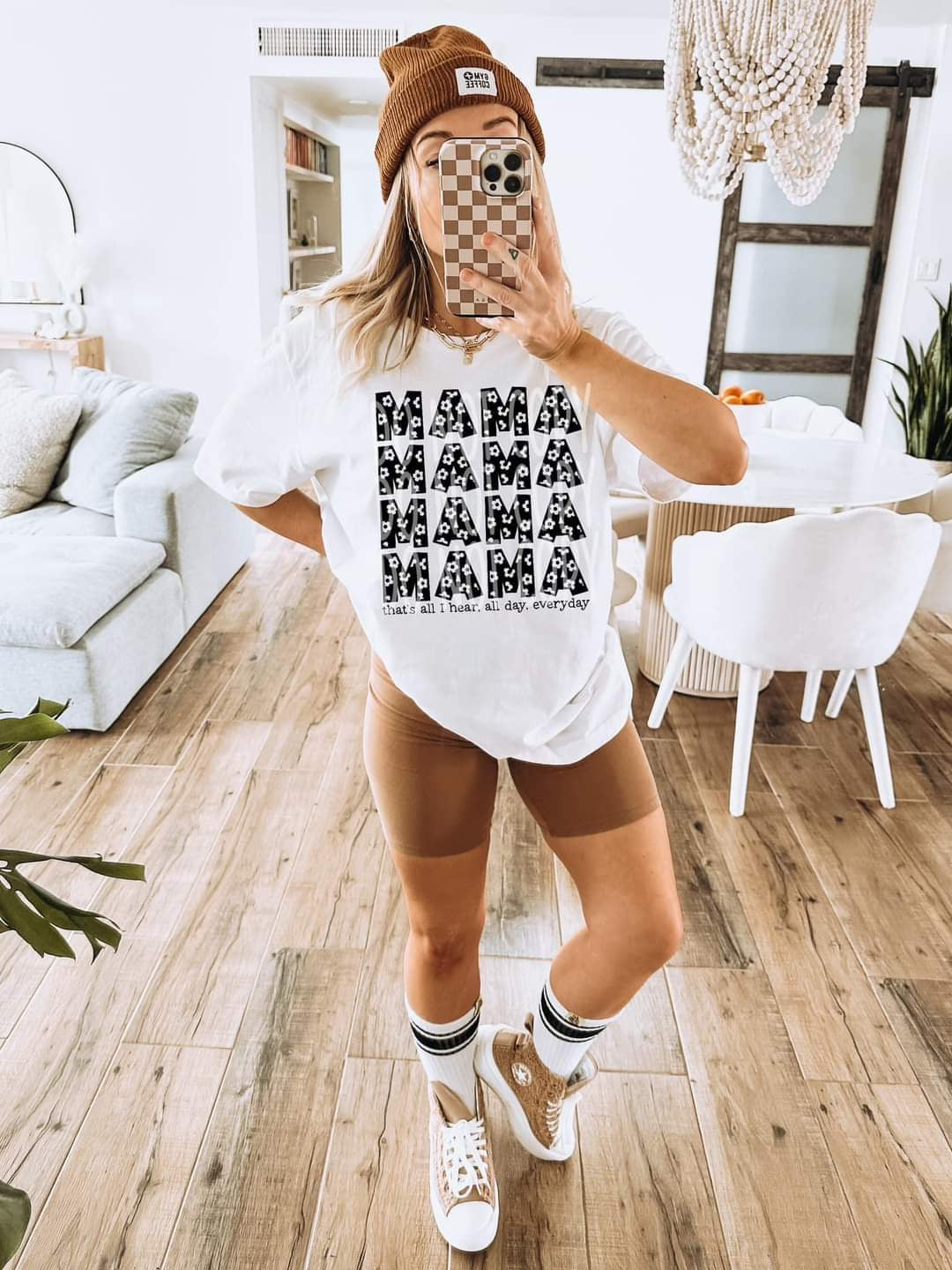 Mama Stacked that’s all I hear (block letter filled flowers/black) DTF TRANSFER